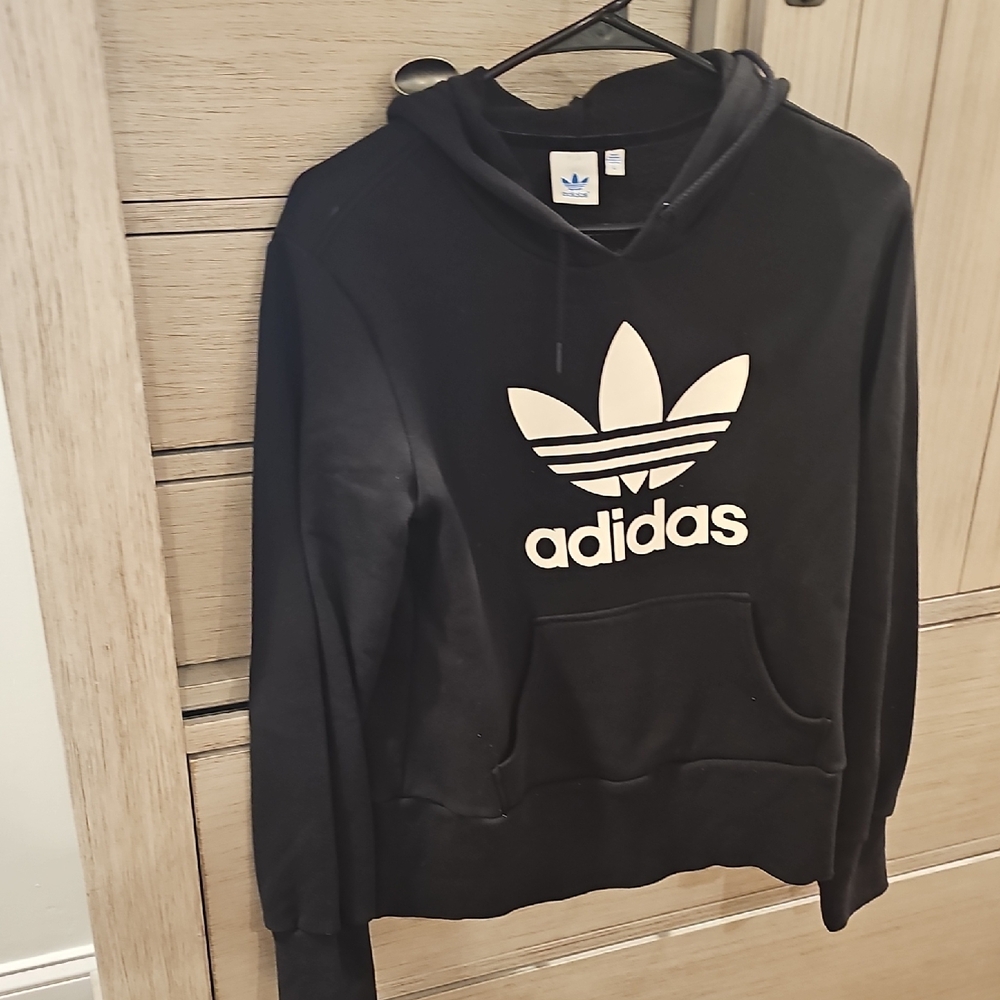 Adidas Black Hoodie Classic Trefoil Design